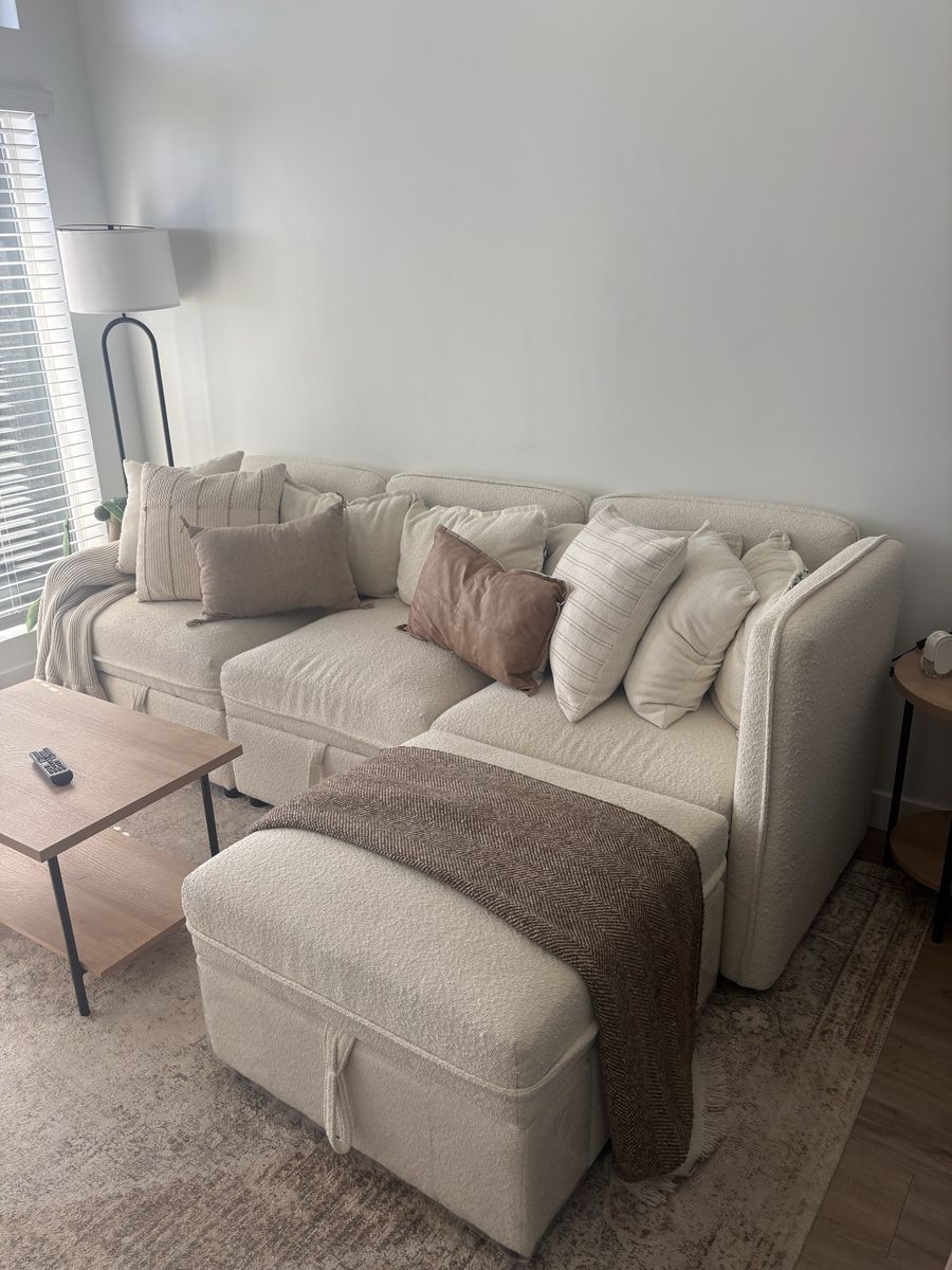 Cozy Cream Sectional Sofa with Storage!