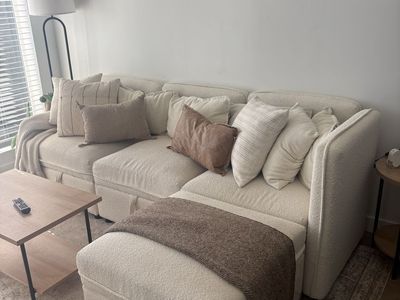 Cozy Cream Sectional Sofa with Storage!