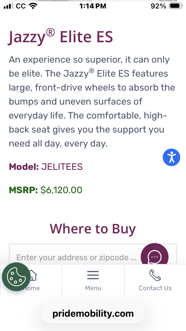 2024  Jazzy Elite ES Electric Power Wheelchair - Red