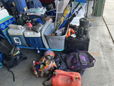 Selling camping, fishing, snow, scuba, hunting equipment, toys & house tools!