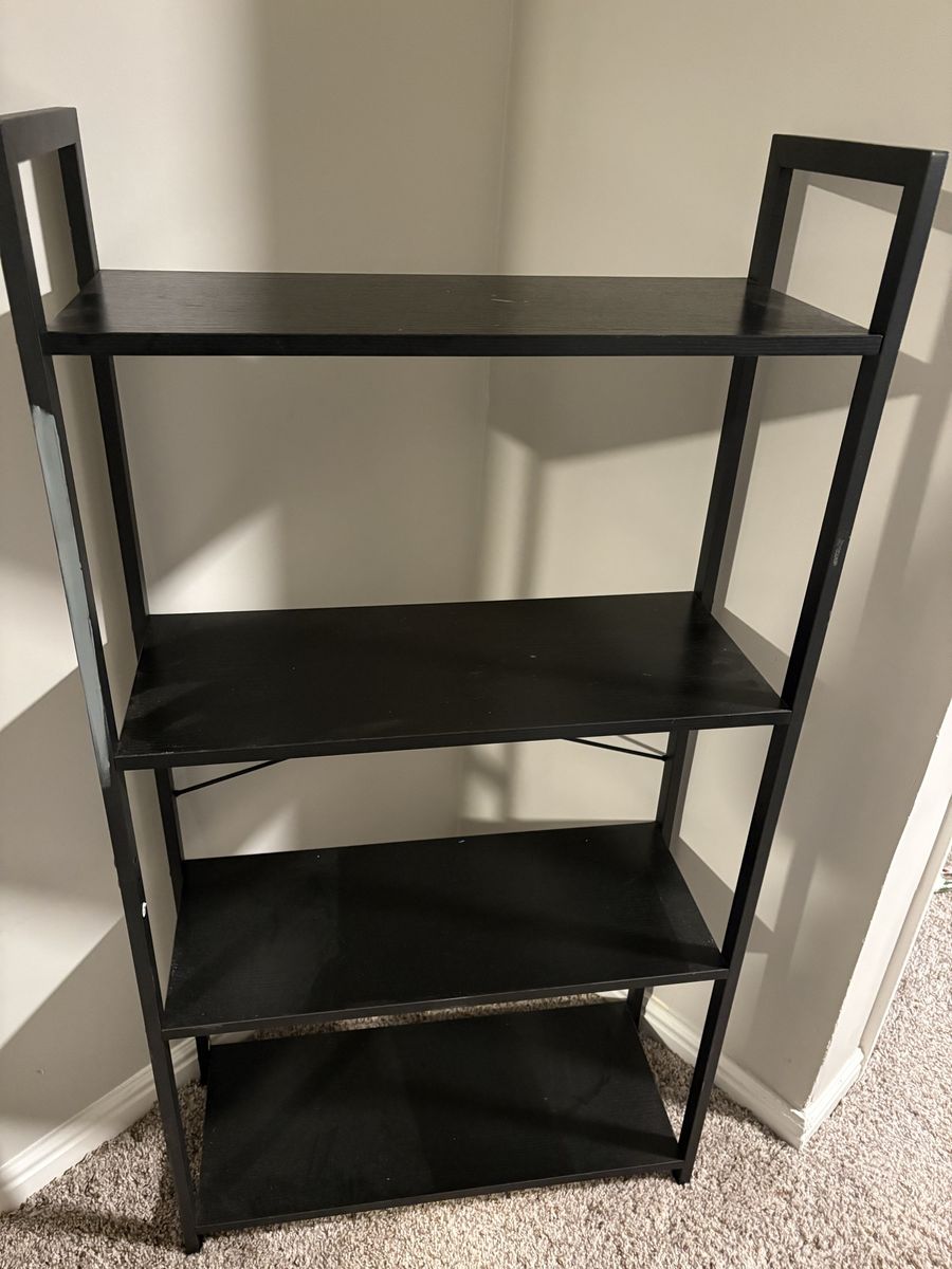Modern Black Metal Frame 4-Tier Bookshelf/Storage Shelf - Used, Good Condition