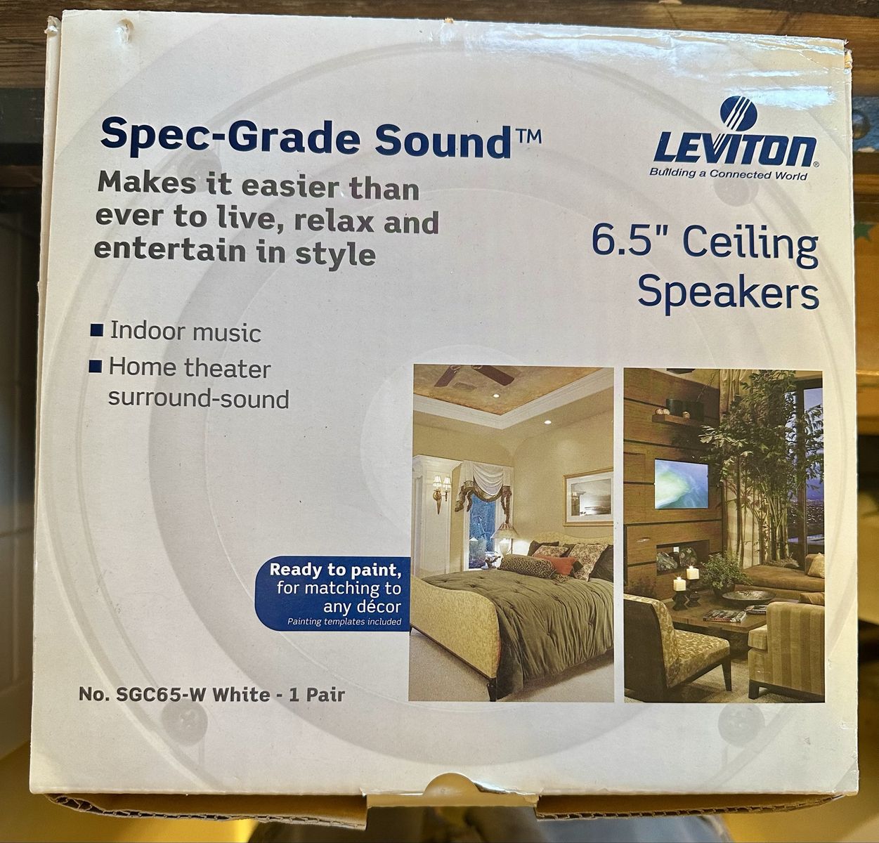 Leviton Ceiling Speakers, 6.5”, White/Paintable