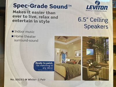 Leviton Ceiling Speakers, 6.5”, White/Paintable