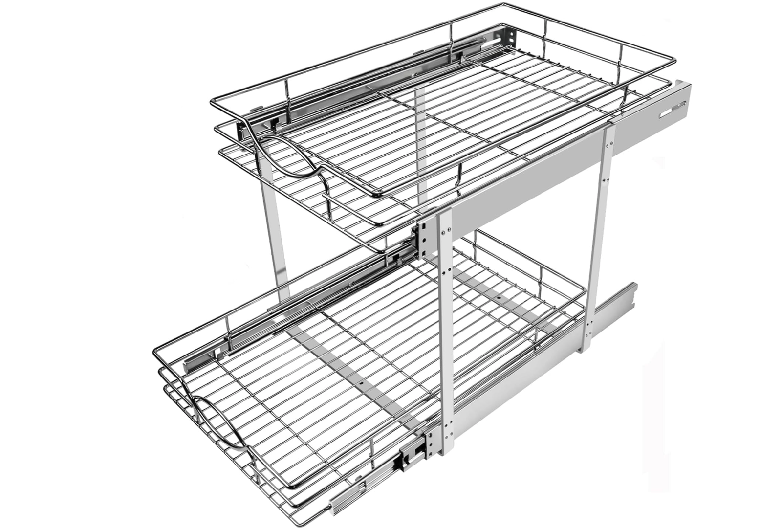 New in Box Pull Out Cabinet Organizer 26"W 21"D 2-Tier Slide Out Storage Shelf