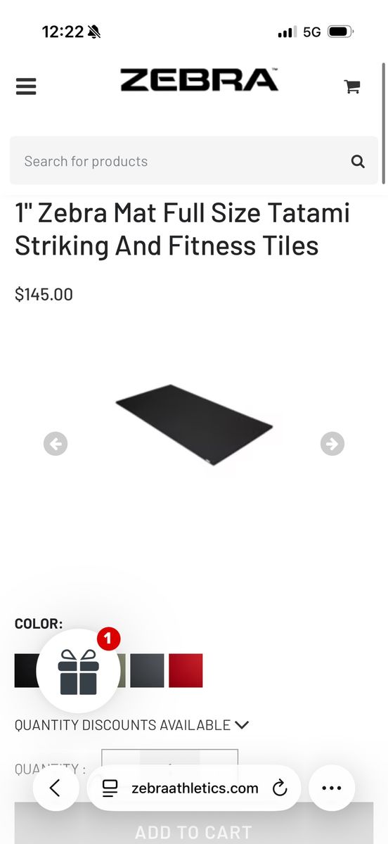 1" Zebra Mat Full Size Tatami Striking And Fitness Tiles 