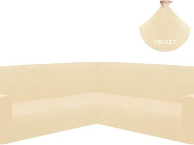 HDCAXKJ Velvet L-Shape Sofa Slipcover, XL, Oatmeal