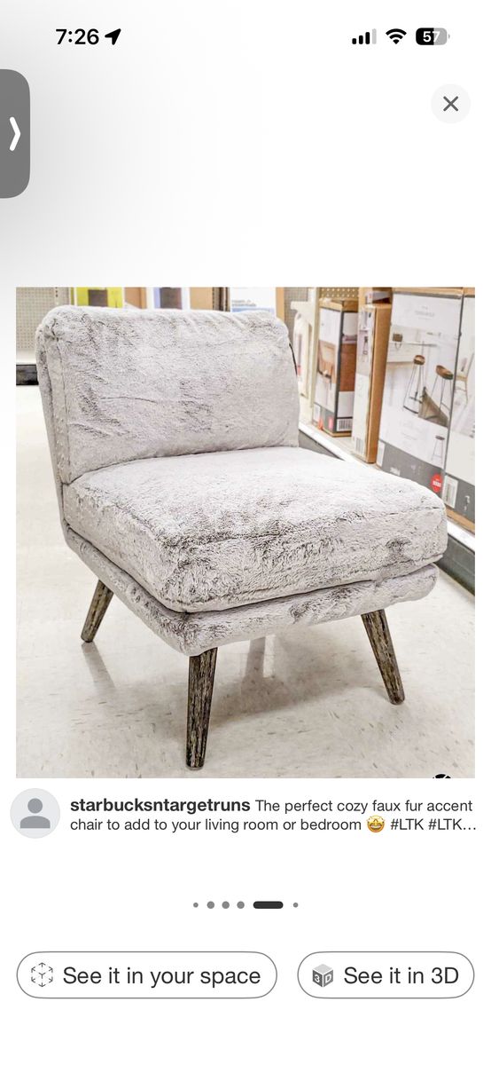 Grey Faux Fur Slipper Chair
