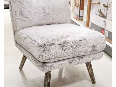 Grey Faux Fur Slipper Chair