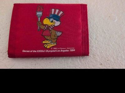 Vintage 1984 Los Angeles Olympic Games Sam the Eagle Red Nylon Trifold Wallet