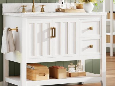 IRONCK 36" Bathroom Vanity with Sink, Farmhouse Bathroom Cabinet
