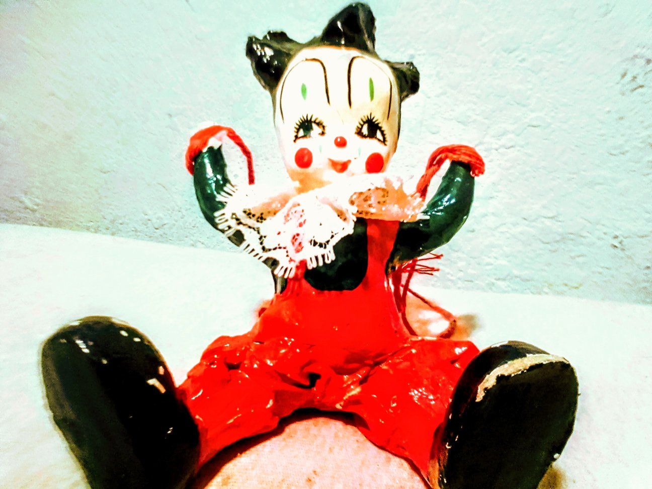 Vintage Hand Made Paper Mache Clown From Mexico