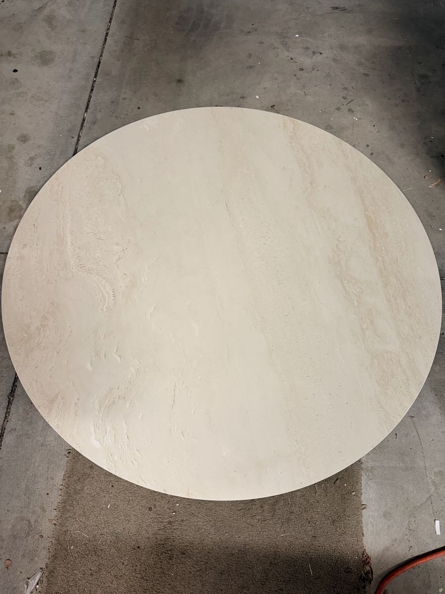 Large Round Stone Tabletop, 46-inch Diameter, Beige