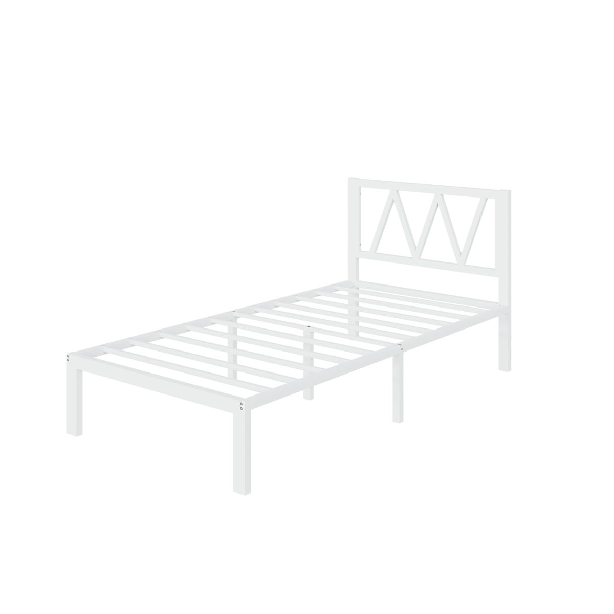 14 Inch Twin Bed Frame with Headboard, White Metal Platform Bed Frame, Twin Size [RETAIL: $83.20]