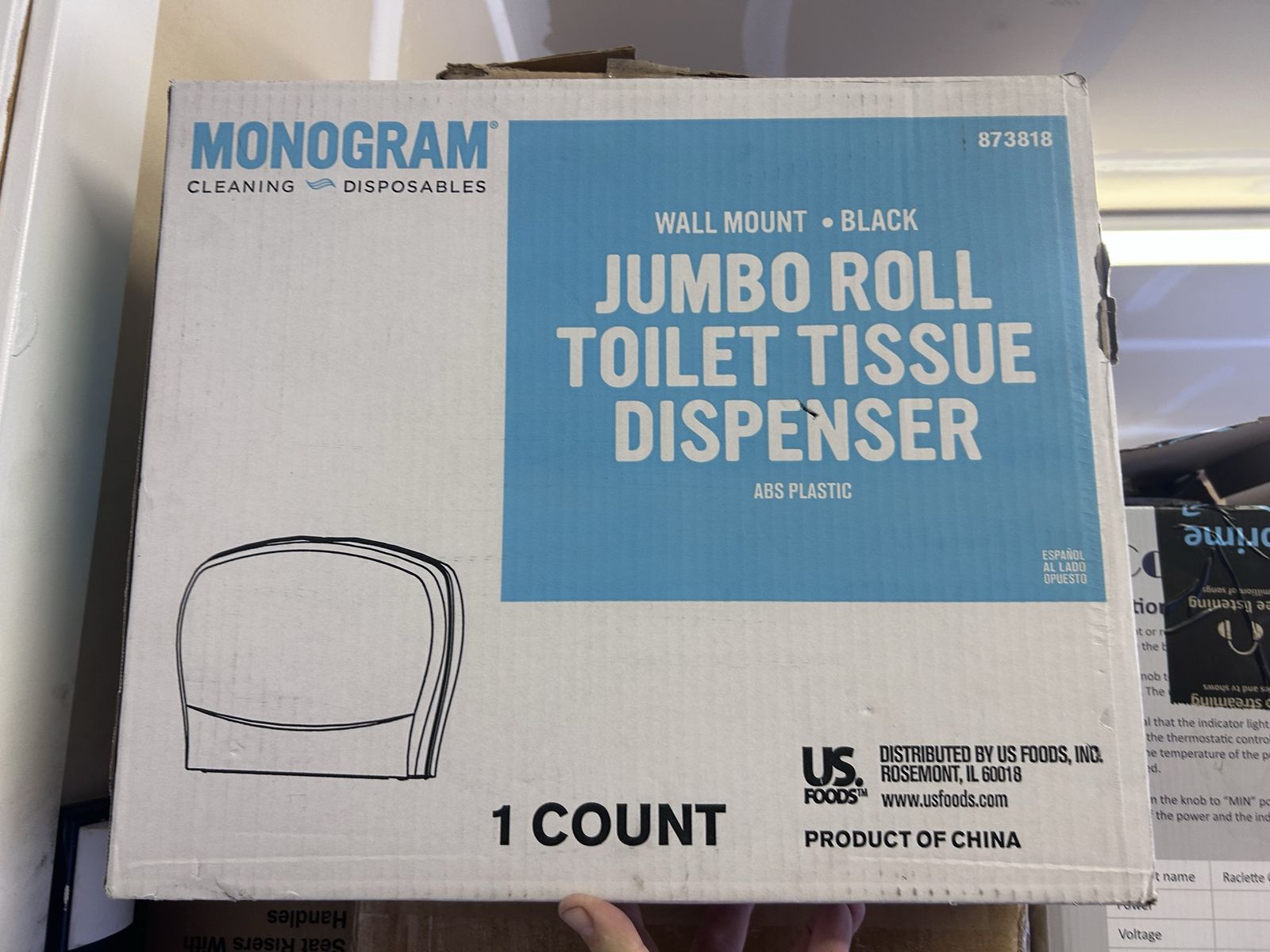 Monogram Cleaning Disposables Black Wall Mount Jumbo Roll Toilet Tissue Dispenser