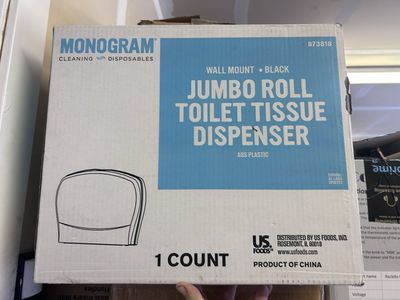Monogram Cleaning Disposables Black Wall Mount Jumbo Roll Toilet Tissue Dispenser