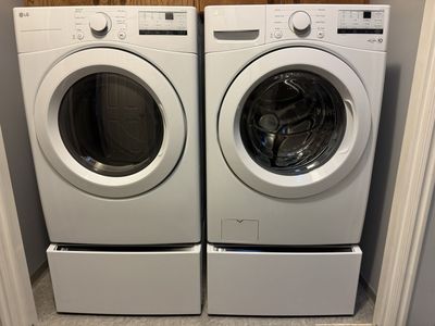 LG Front Load Washer and Dryer Set with White Finish
