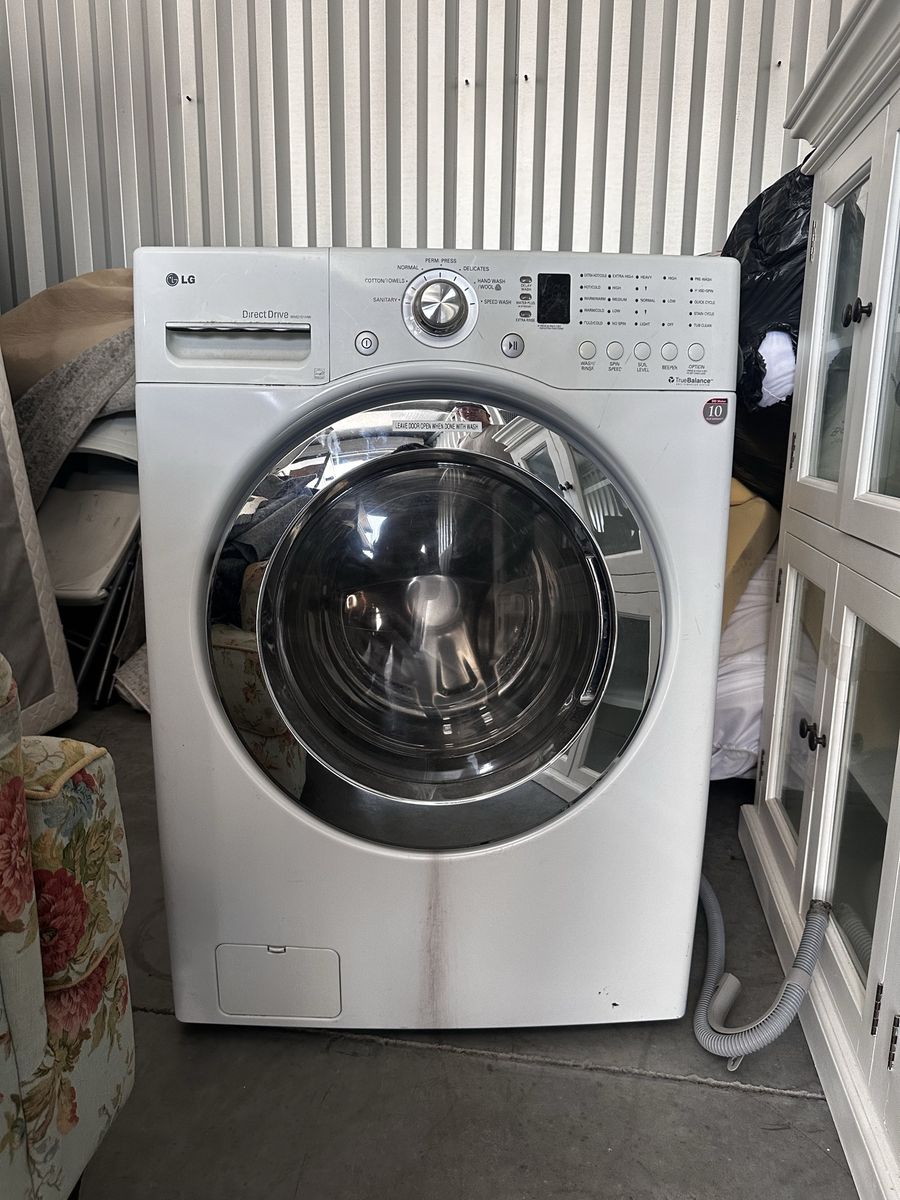 LG DirectDrive Front Load Washer WM2455HW & Sensor Dry Dryer DLE5977W Set, White