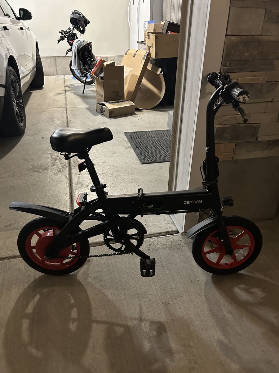 Jetson Folding Electric Bike - Compact, Portable, Black/Red Wheels
