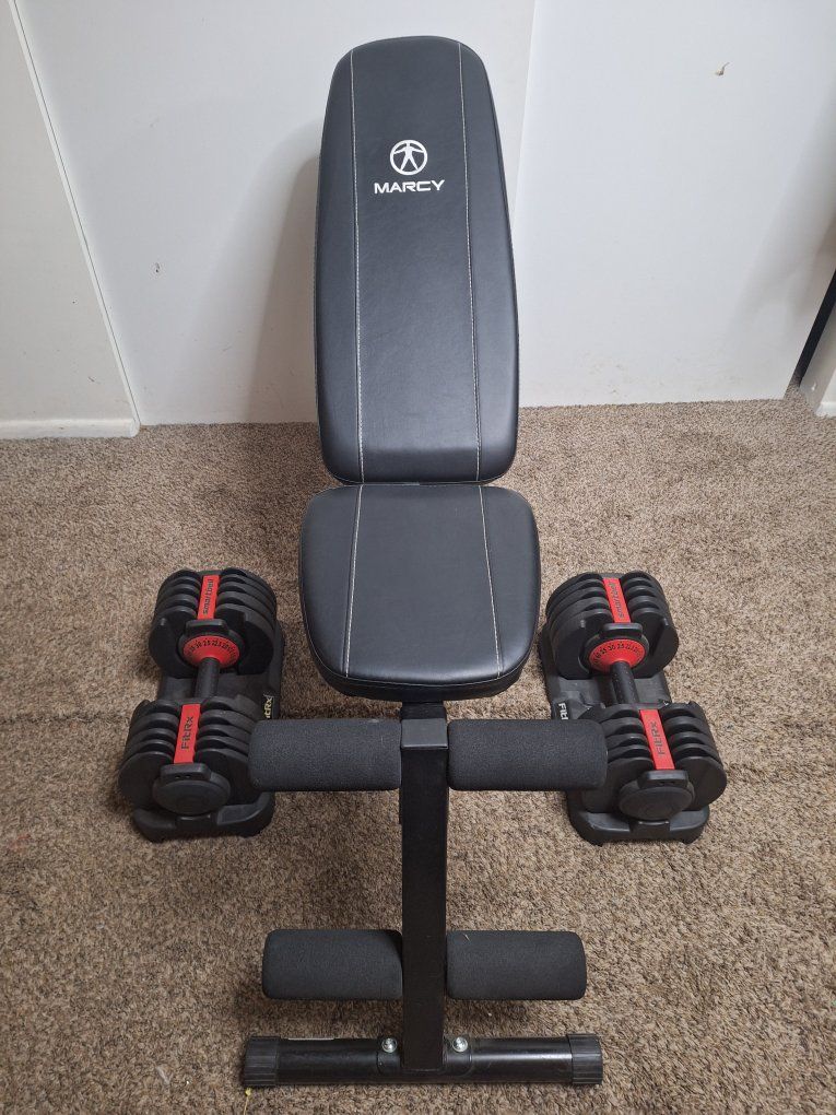 Marcy Adjustable Weight Bench and FitRx SmartBell Adjustable Dumbbells