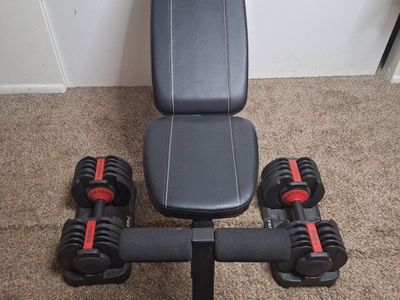 Marcy Adjustable Weight Bench and FitRx SmartBell Adjustable Dumbbells