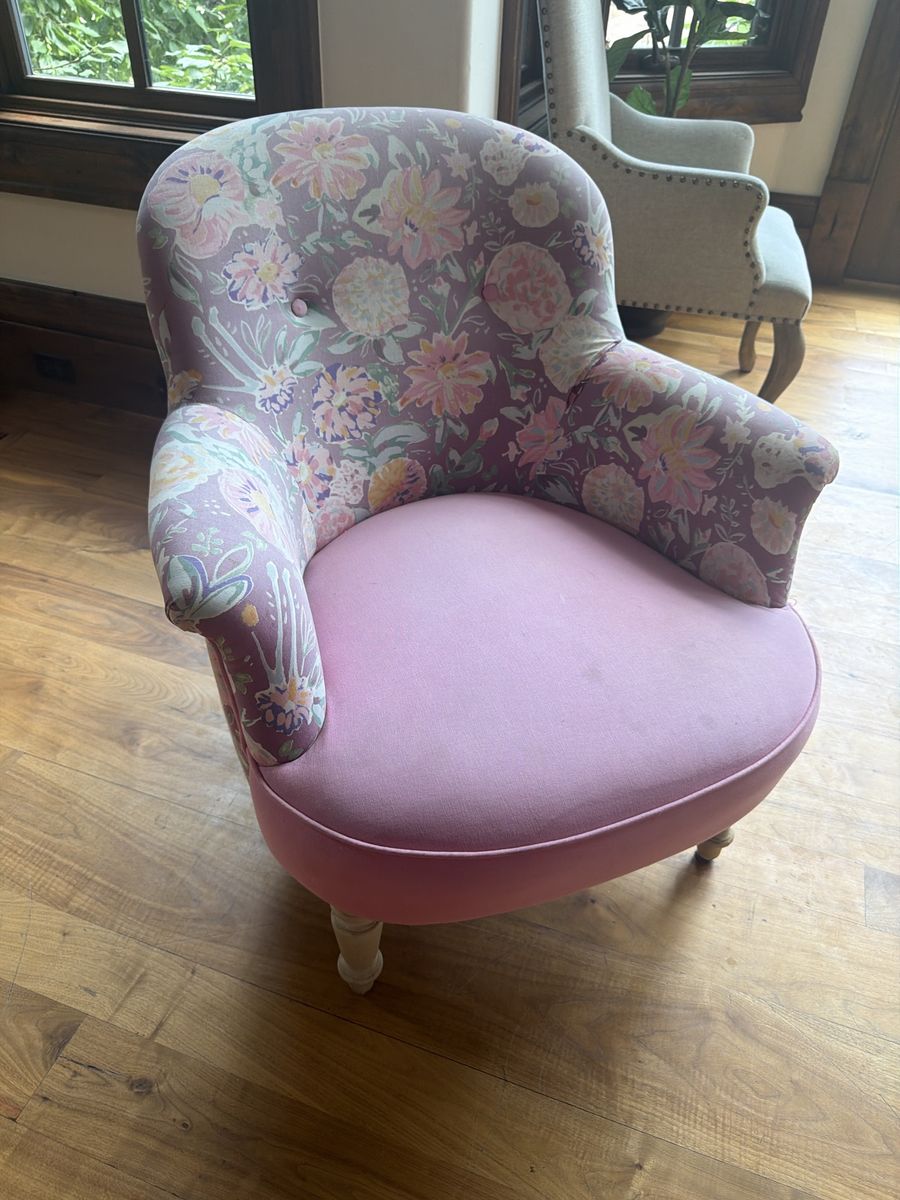 Anthropologie Floral Print Accent Chair with Pink Upholstery
