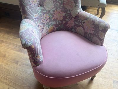 Anthropologie Floral Print Accent Chair with Pink Upholstery