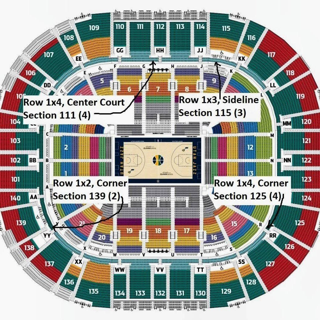 Row 1. center Court. 4 seats available