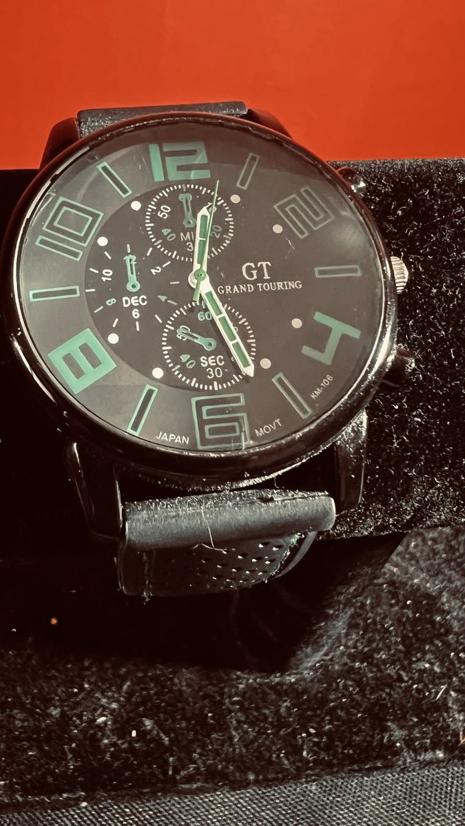 GT Grand Touring Watch Black Dial Green Accents Japan Movt