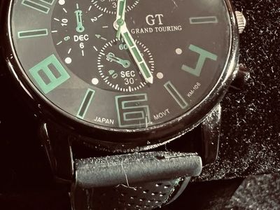 GT Grand Touring Watch Black Dial Green Accents Japan Movt