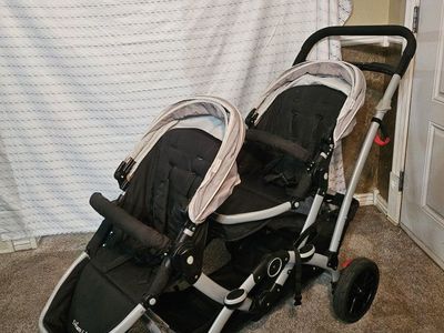 Dream On Me Track Tandem Stroller - Light Grey, Face to Face Edition Double Stroller