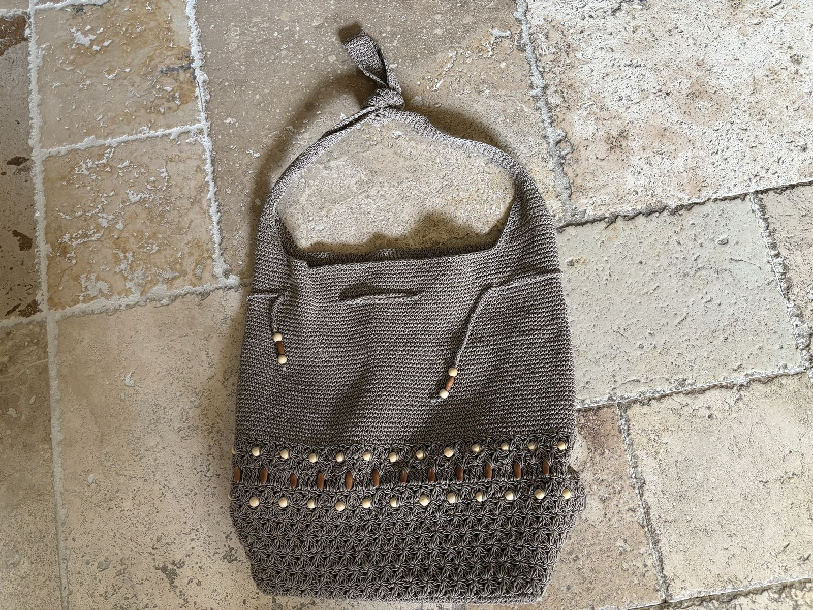 Cute Boho Crochet Purse w/ Beads Great Condition