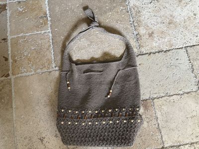 Cute Boho Crochet Purse w/ Beads Great Condition