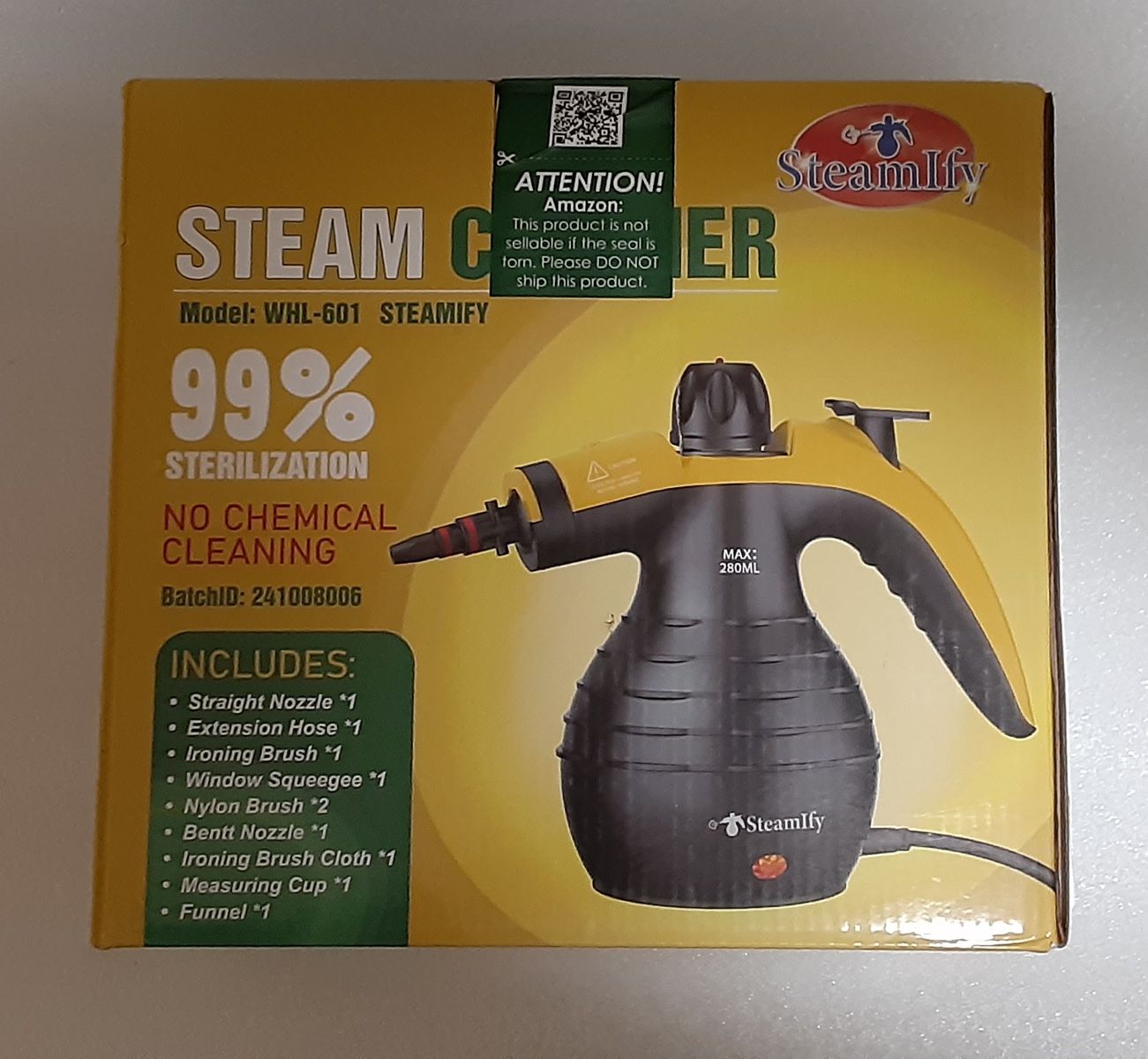New Multi-Purpose Pressurized Handheld Steam Cleaner with 10-pcs Accessories and Safety Lock - Brand: SteamIfy - Model: WHL-601