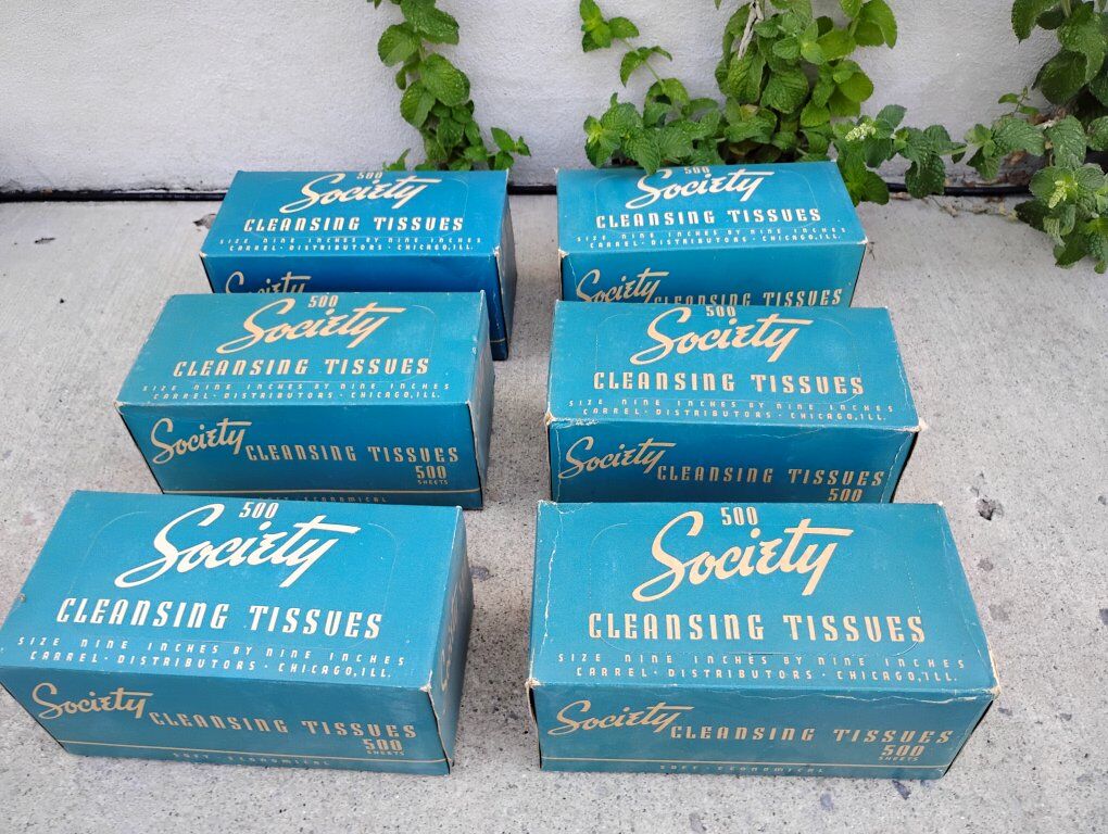 Antique 6 Society Cleansing Tissues Boxes, Tidy Deodorant
