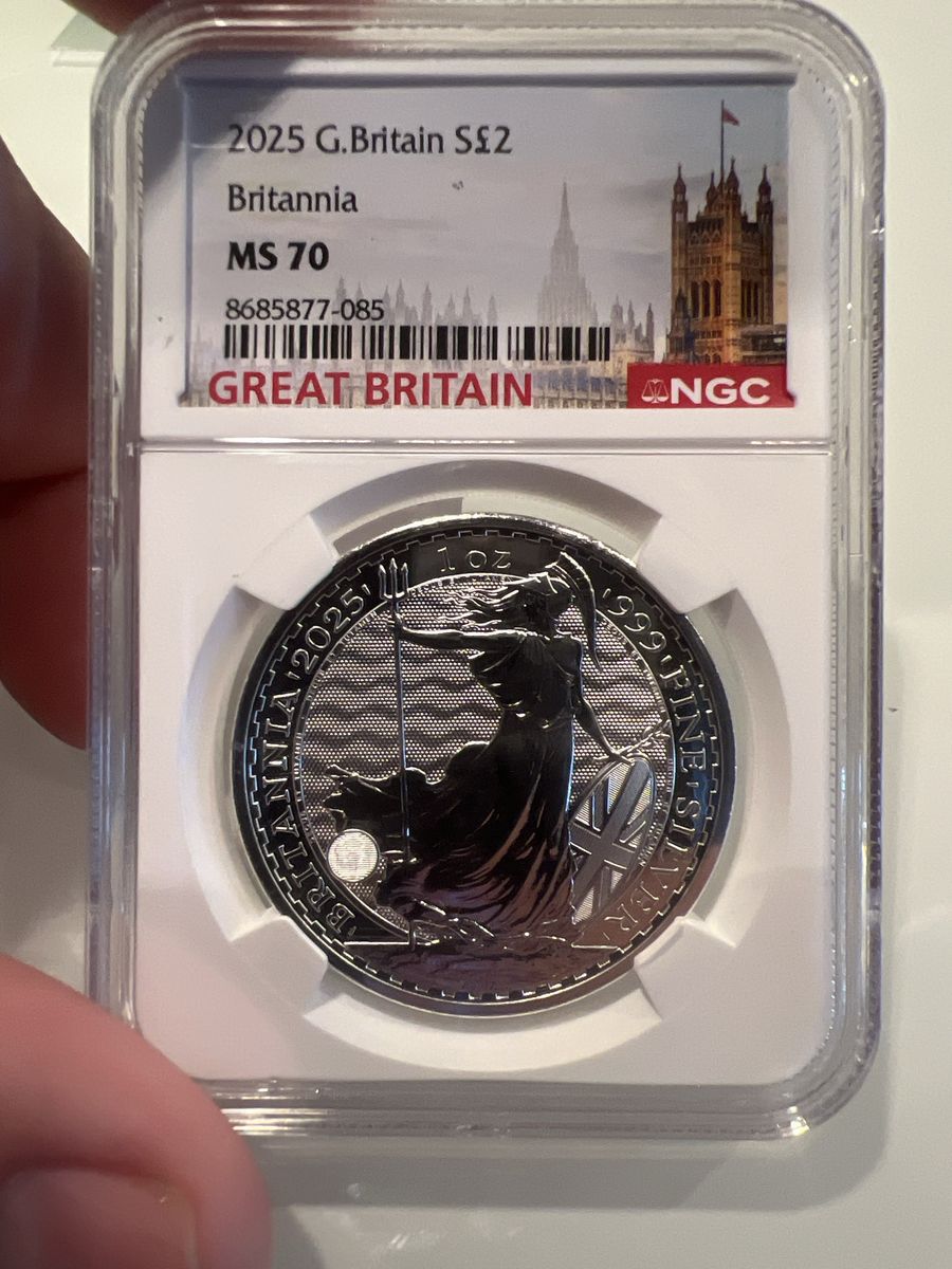 2025 Great Britain 2 Pounds Britannia 1 oz Silver Coin NGC MS 70