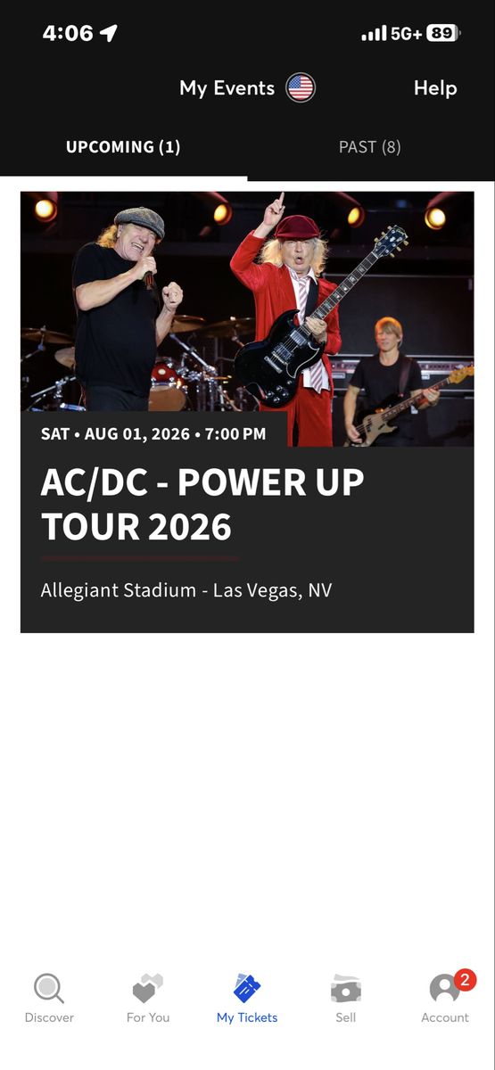 AC/DC Power Up Tour 2026 Las Vegas 2 Tickets