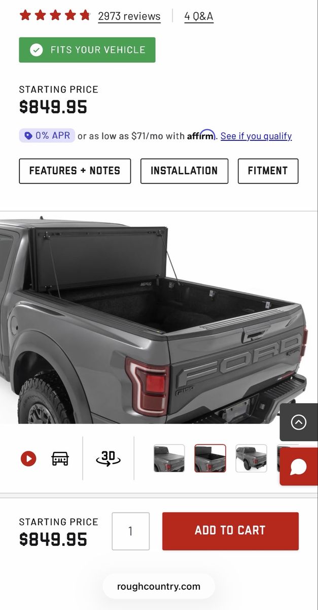 New in Box Rough Country Hard Tri-Fold Tonneau Cover