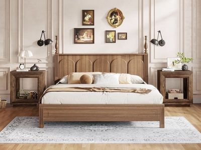 NEW Farmhouse Wooden End Table/Nightstand - 2 Tier with Storage Shelf