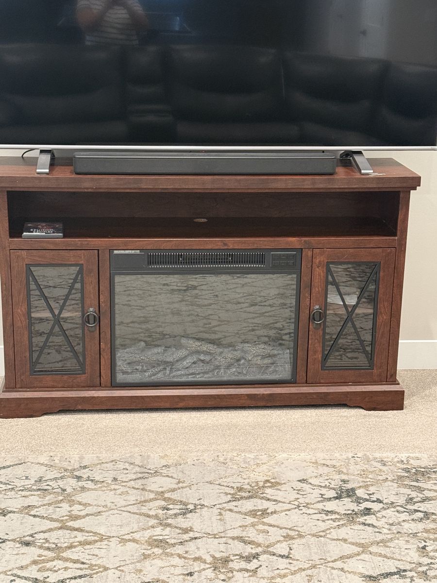 Entertainment center with fireplace