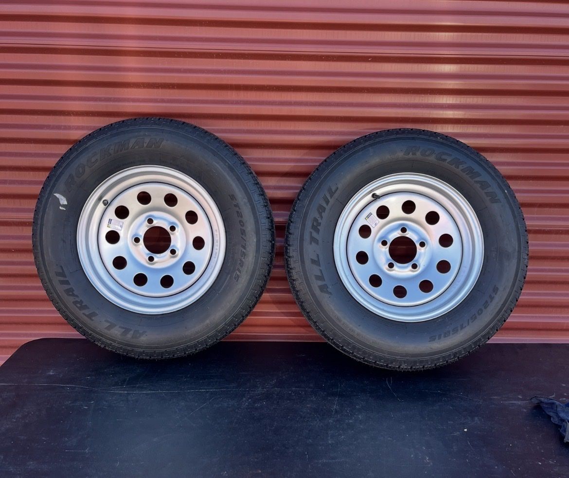 Rockman ST 205/75 R 15 Trailer Tires With Rims New