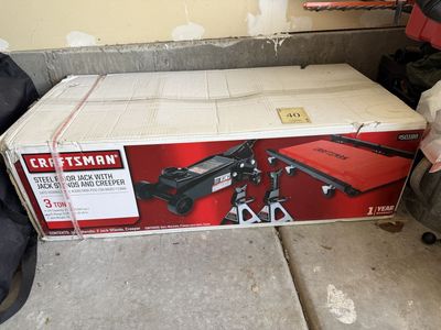 Craftsman 3-Ton Steel Floor Jack Set – Includes Jack Stands & Rolling Creeper (New)