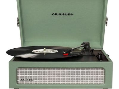 Crosley CR8017B-SA Voyager Vintage Portable Vinyl Record Player Turntable with Bluetooth in/Out and Built-in Speakers, Sage