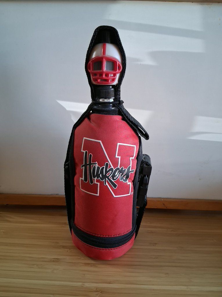 Vintage Nebraska Cornhuskers Water Bottle with Insulated Helmet Cover Carrier