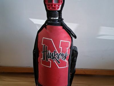 Vintage Nebraska Cornhuskers Water Bottle with Insulated Helmet Cover Carrier