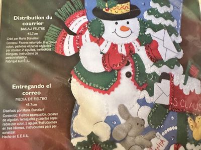 Bucilla "Delivering the Mail" 18" Christmas Stocking Felt Applique Craft Kit - New/Sealed