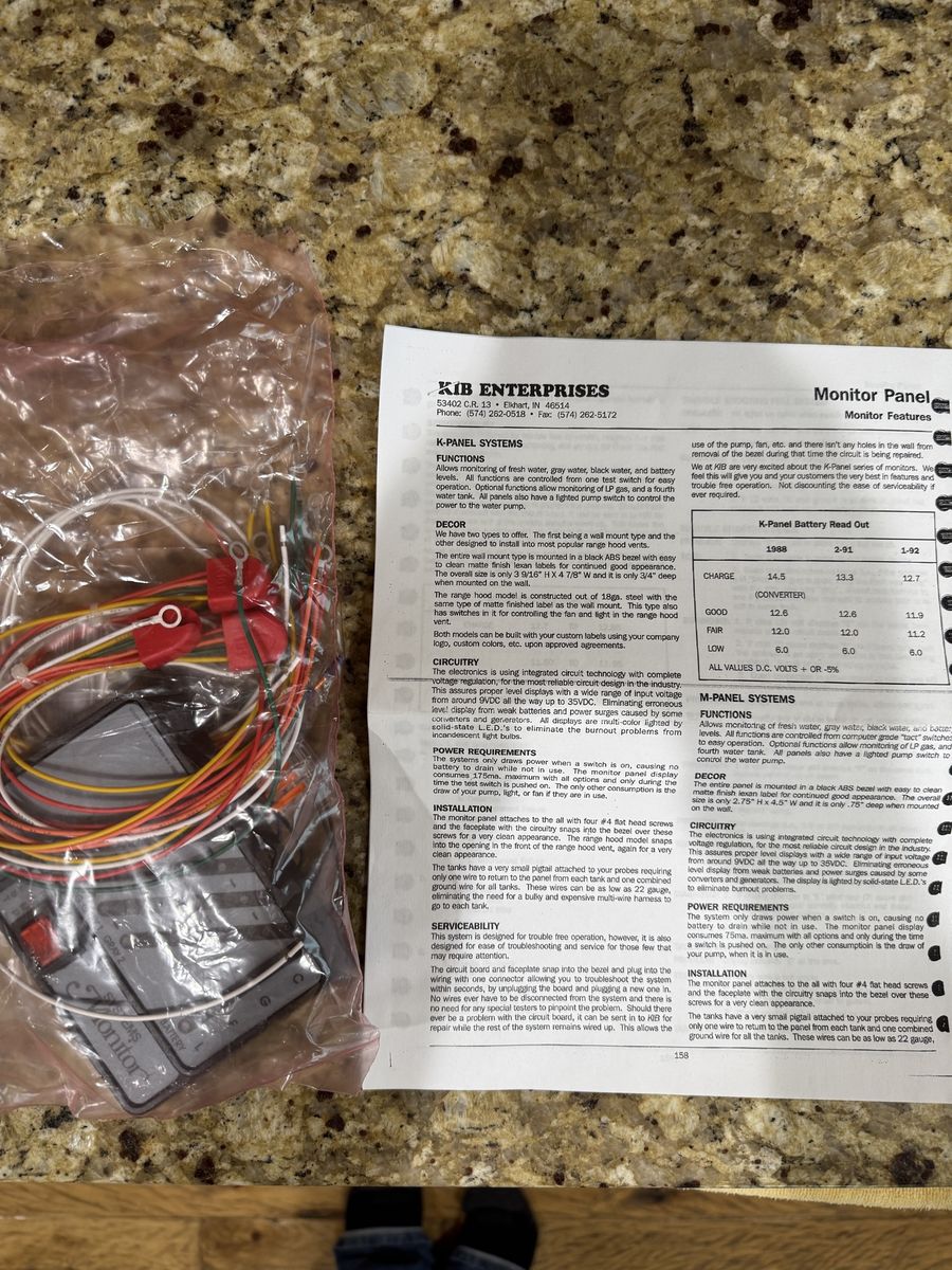 RV Tank Monitor Panel Kit