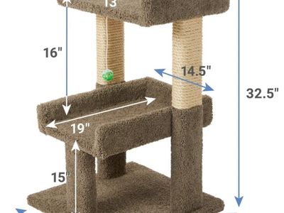Frisco 32-in Real Carpet Solid Wood Cat Tree with Toy