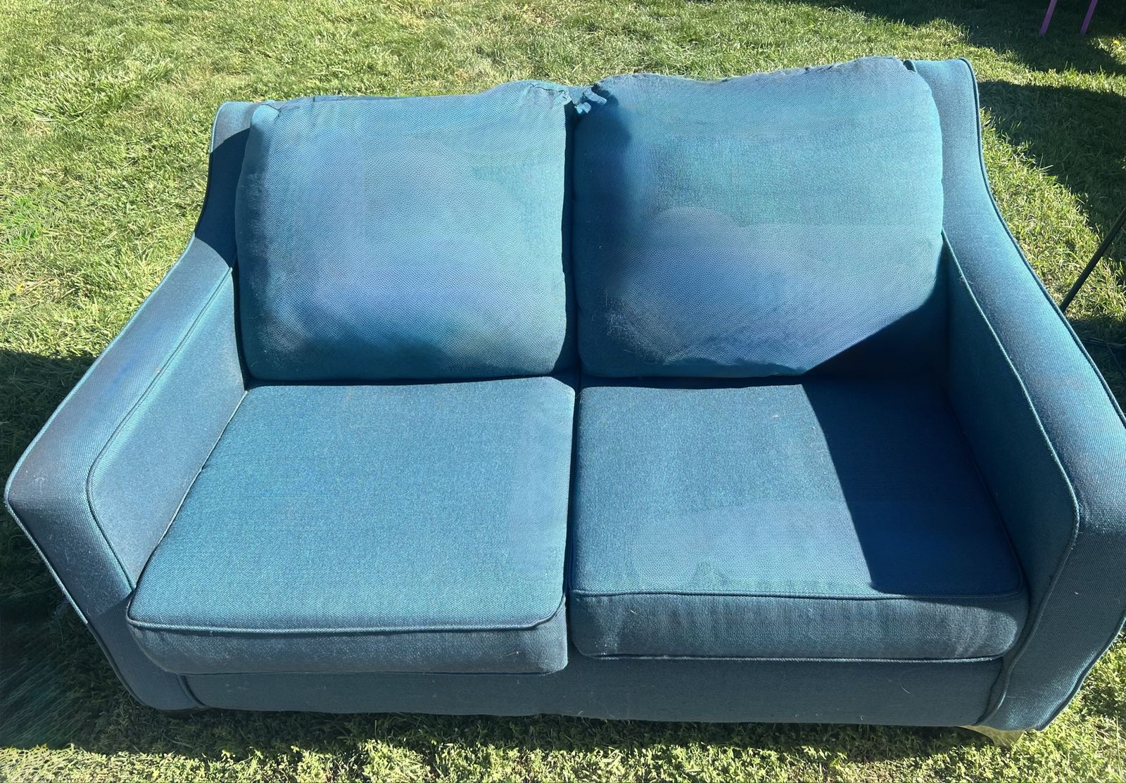 Blue Fabric Two-Seater Couch/Loveseat - Used, Good Condition