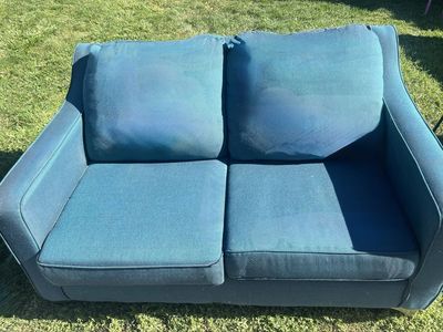 Blue Fabric Two-Seater Couch/Loveseat - Used, Good Condition