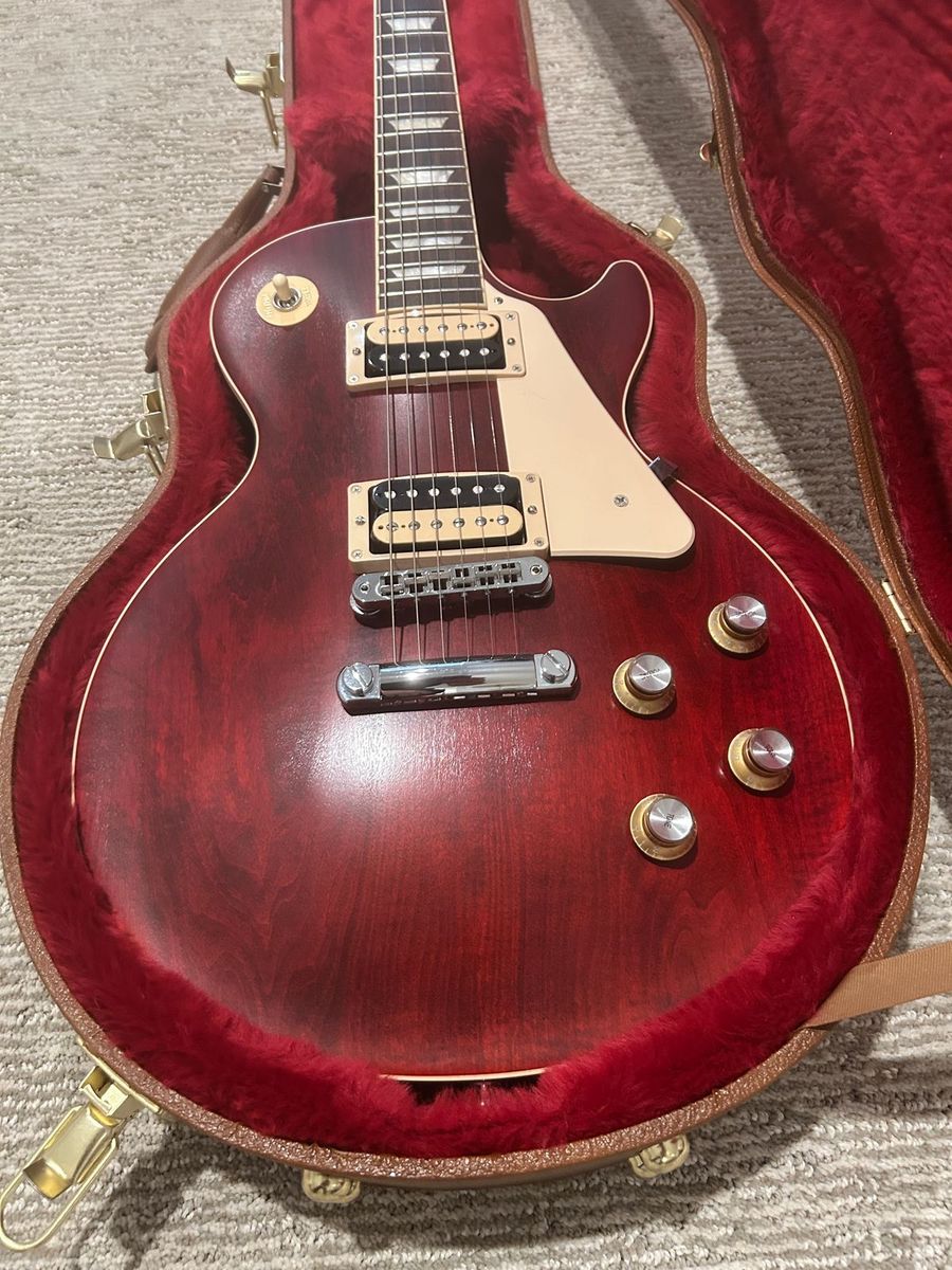 Gibson Les Paul Traditional Pro V Satin Mahogany Top 2020 - Satin Wine Red